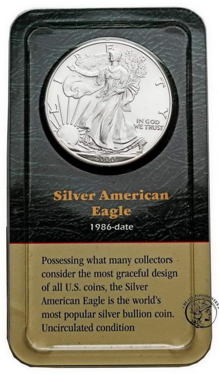 USA 1 $ dolar 2000 Orzeł 1 uncja srebra st. 1
