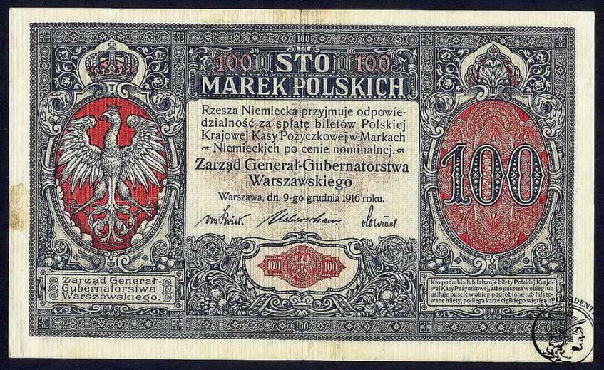 Polska 100 marek polskich 1916 ...Generał st.4