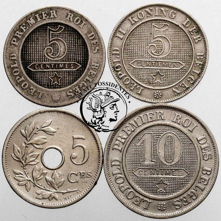 Belgia monety drobne CuNi lot 4 szt. st. 3/3+
