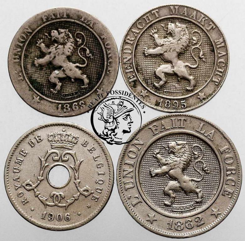Belgia monety drobne CuNi lot 4 szt. st. 3/3+