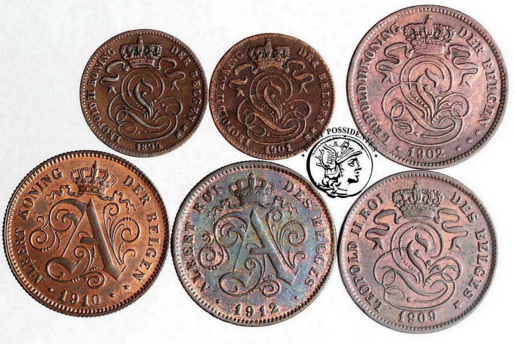 Belgia monety drobne miedź lot 6 szt. st. 3/3+