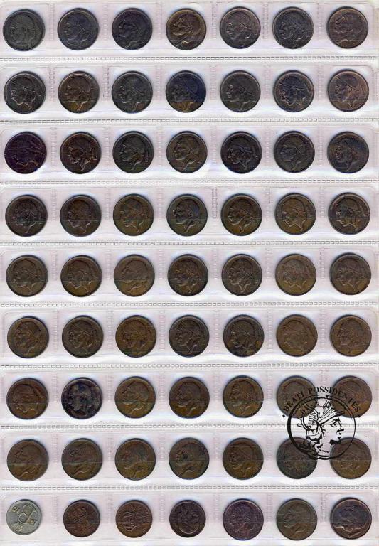Belgia drobne monety powojenne lot 63 szt. st. 3/2