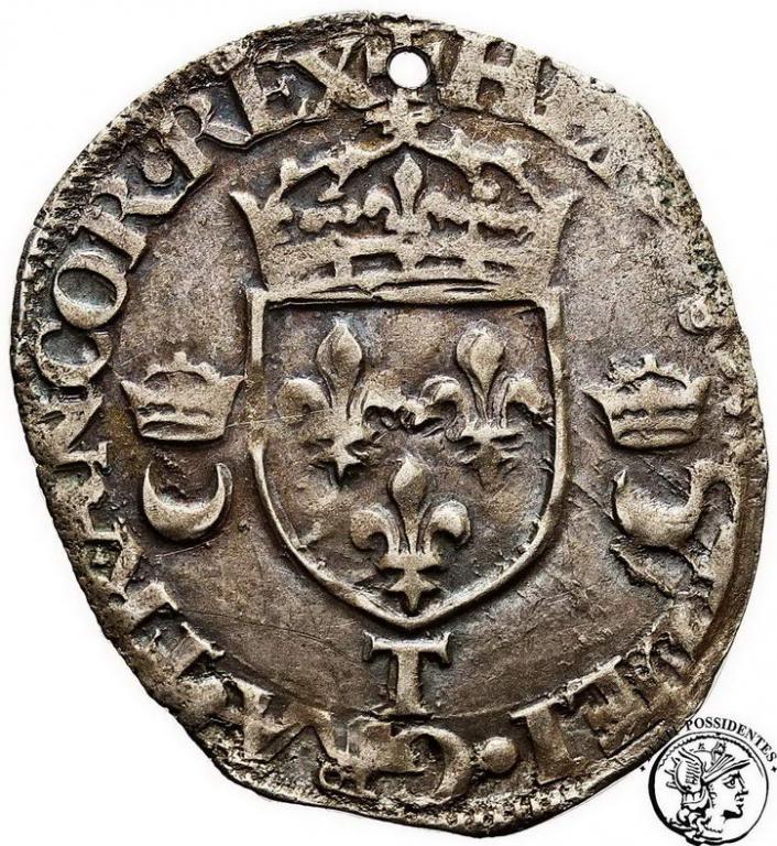 Francja Henryk II douzain 1551 T Nantes st. 3-