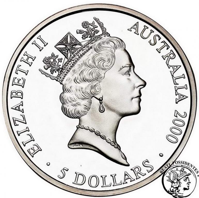Australia 5 dolarów 2000 Oli Sydney zwierzęta st.L