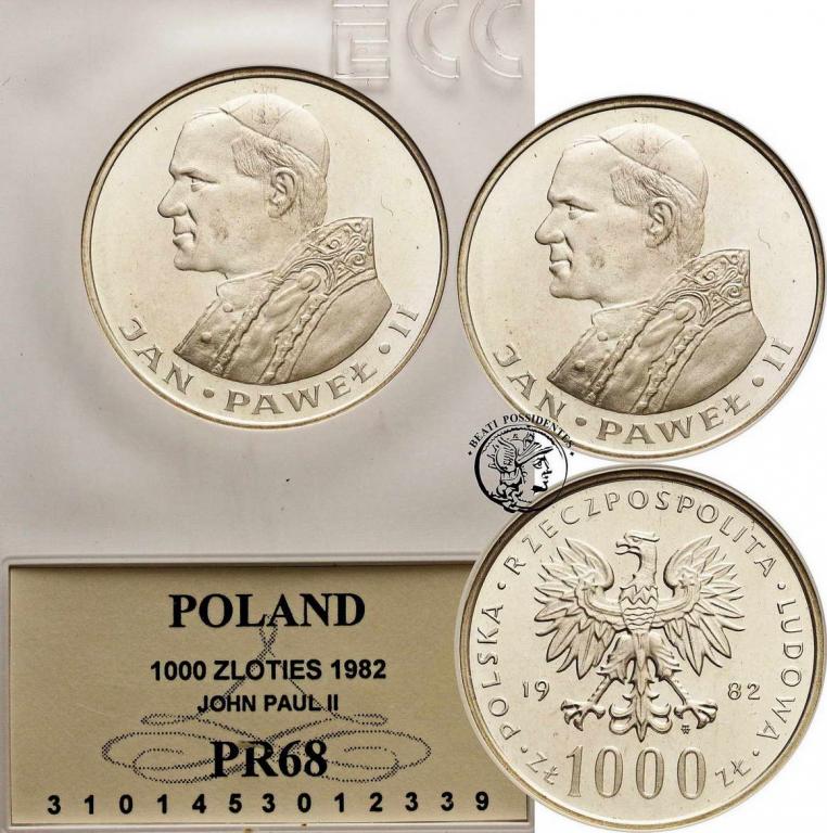 Polska 1000 złotych 1982 Jan Paweł II GCN PR68