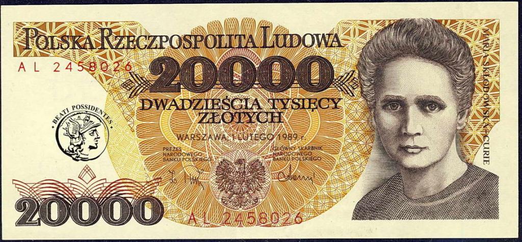 Polska 20 000 złotych 1989 seria AL st.1-