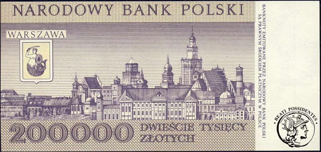 Polska 200 000 złotych 1989 seria A st.1