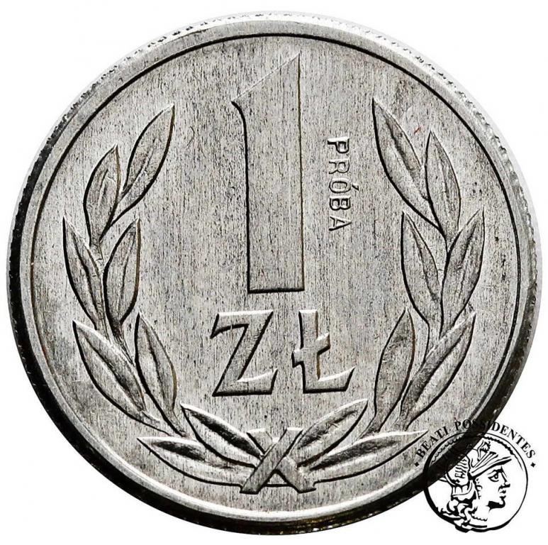 PRÓBA aluminium 1 złoty 1989 z napisem PRÓBA st.1