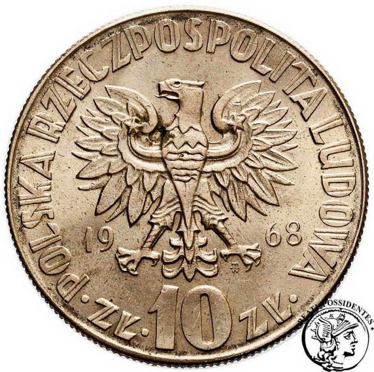 Polska PRL 10 złotych 1968 Mikołaj Kopernik st.1-