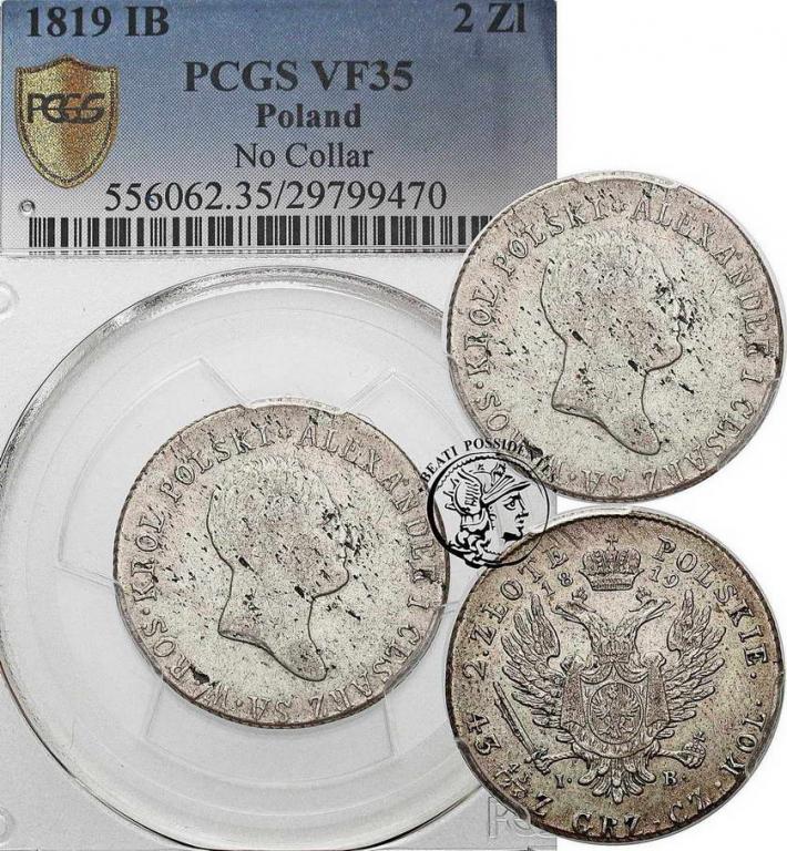 Polska Aleksander I 2 złote 1819 PCGS VF35