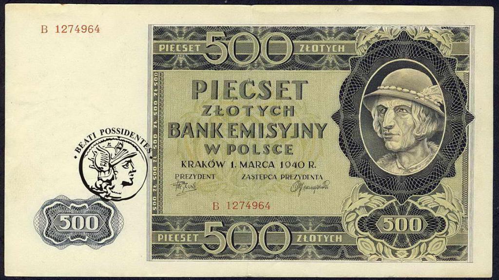 Polska II RP 500 złotych 1940 Góral ser. B st. 3-