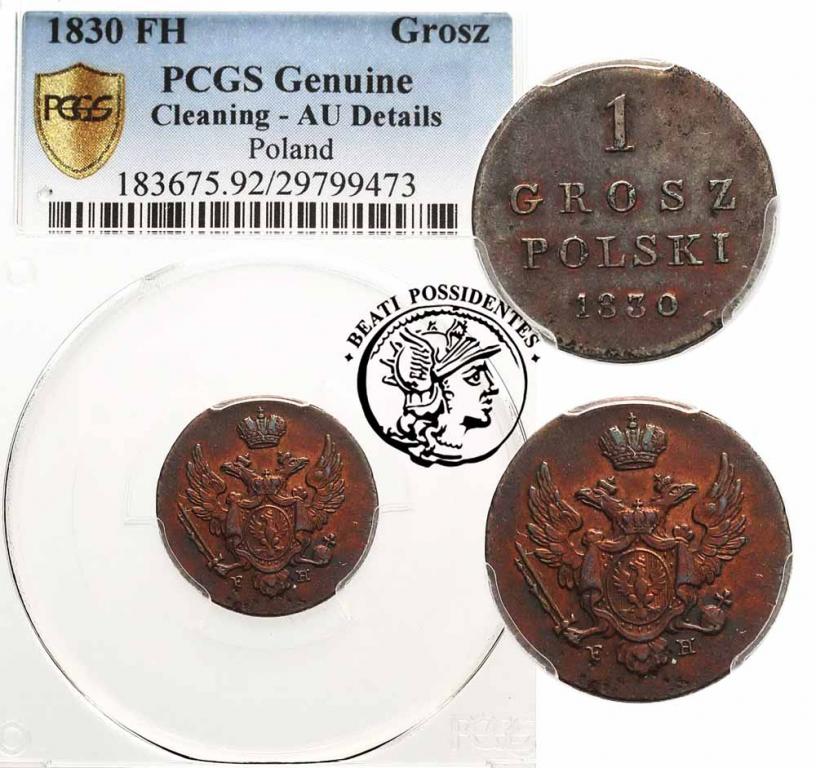 Polska 1 grosz 1830 FH Mikołaj PCGS All-Details