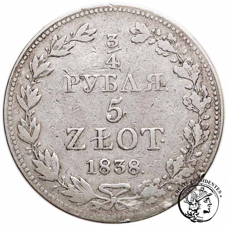 Polska 3/4 Rubla = 5 złotych 1838 MW st.3-