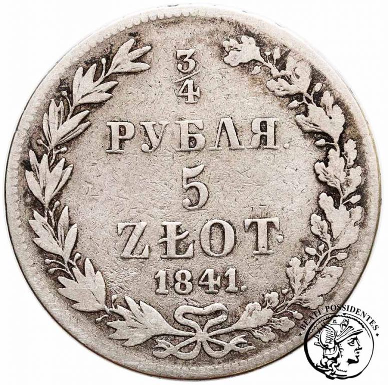 Polska 3/4 Rubla = 5 złotych 1841 MW st.3-