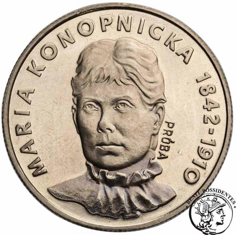 PRL PRÓBA Nikiel 20 złotych 1977 Konopnicka st.L-