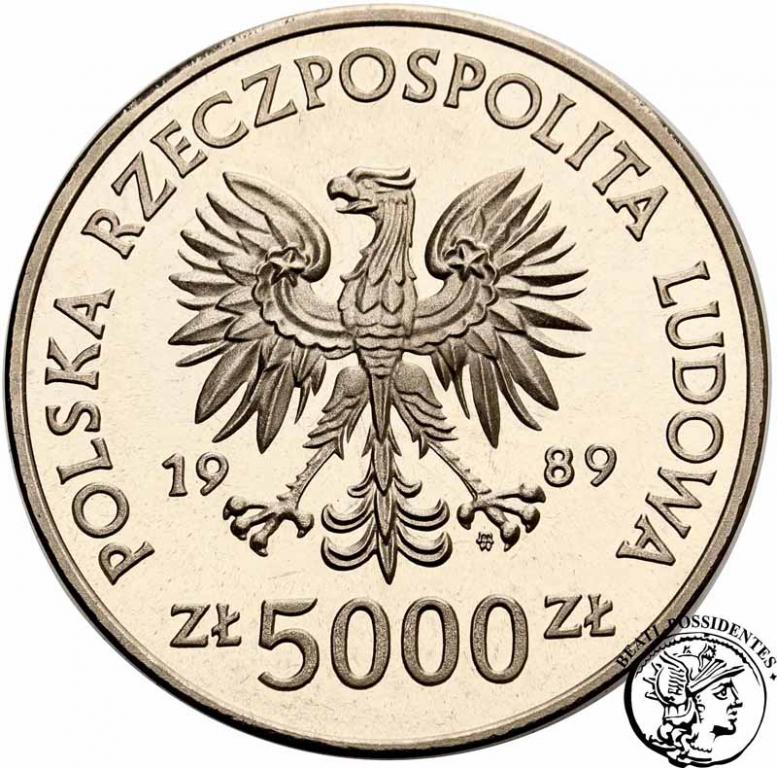 PRÓBA Nikiel 5000 złotych 1989 Jagiełło półp st. L