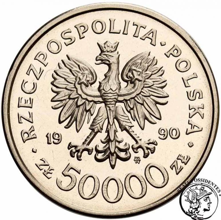 PRÓBA Nikiel 50 000 złotych 1990 Solidarność st.L