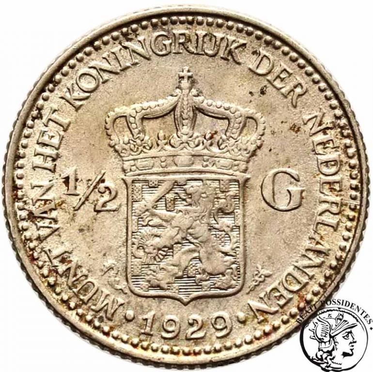 Holandia 1/2 Guldena 1929 Wilhelmina st.2