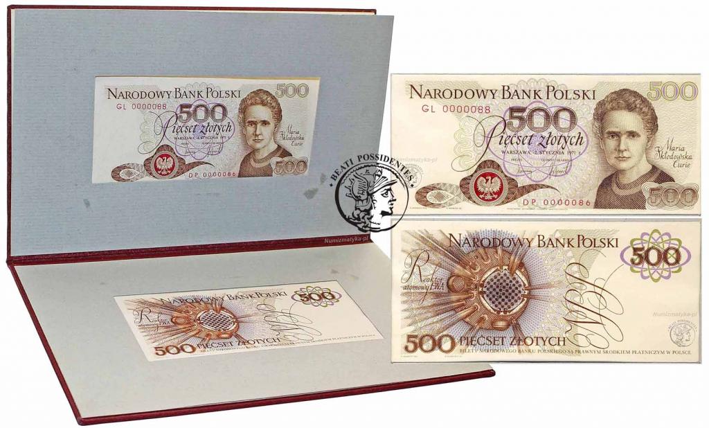 UNIKAT PRÓBA 500 złotych 1971 Skłodowska