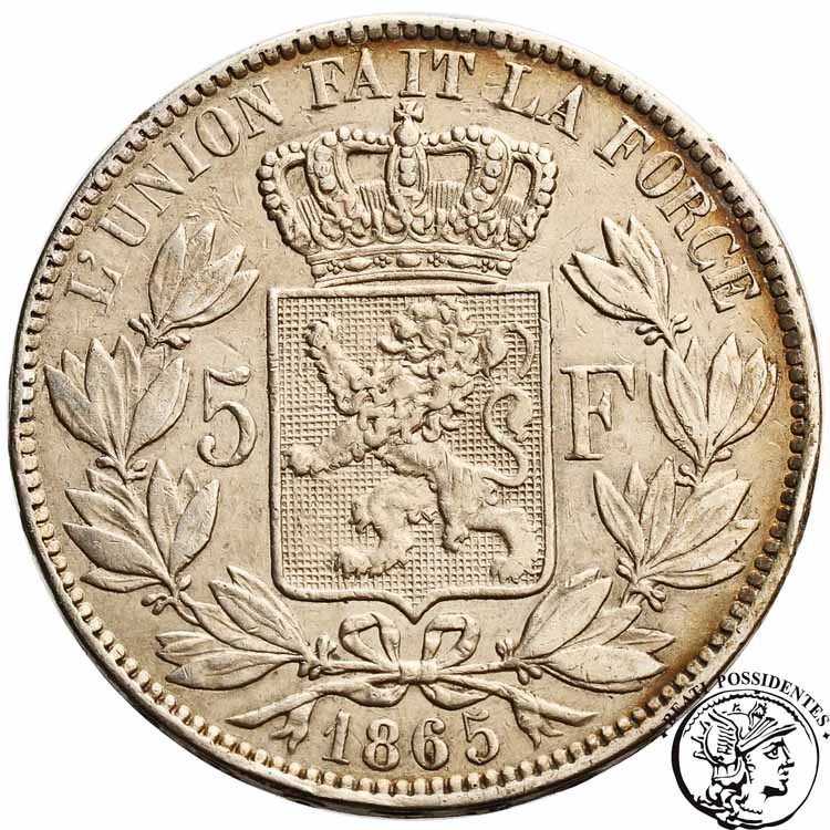 Belgia 5 franków 1865 st. 3