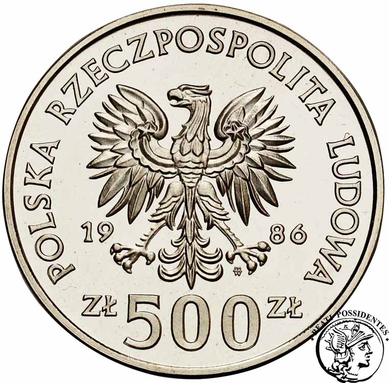 Polska PRL 500 złotych 1986 FIFA Meksyk st.L-