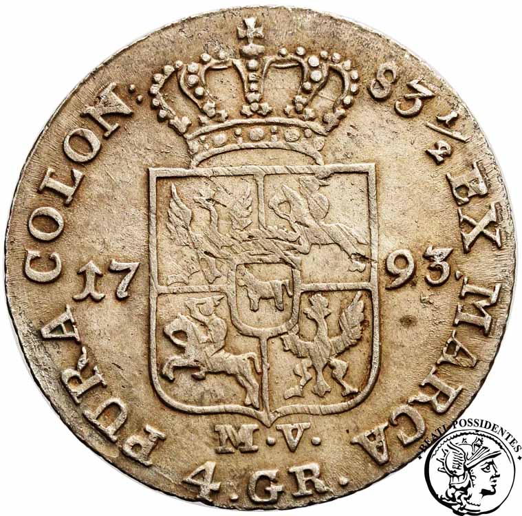 Polska St.A. Poniatowski złotówka 1793 st. 3+
