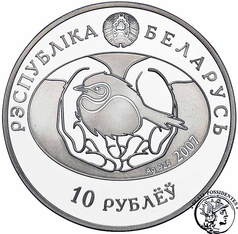 Białoruś 10 rubli 2007 Słowik st. L