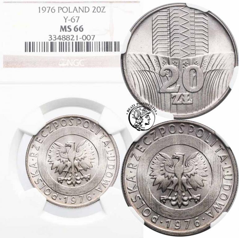PRL 20 złotych 1976 Wieżowiec i kłosy NGC MS66