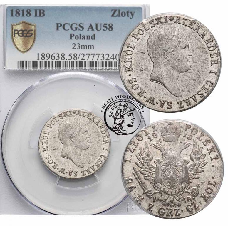 Polska Aleksander I 1 złoty 1818 PCGS AU58