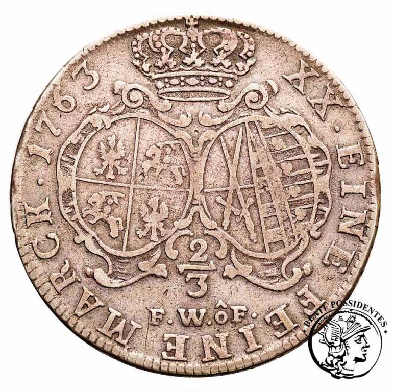 Polska August III Sas 2/3 talara (gulden) 1763 st3