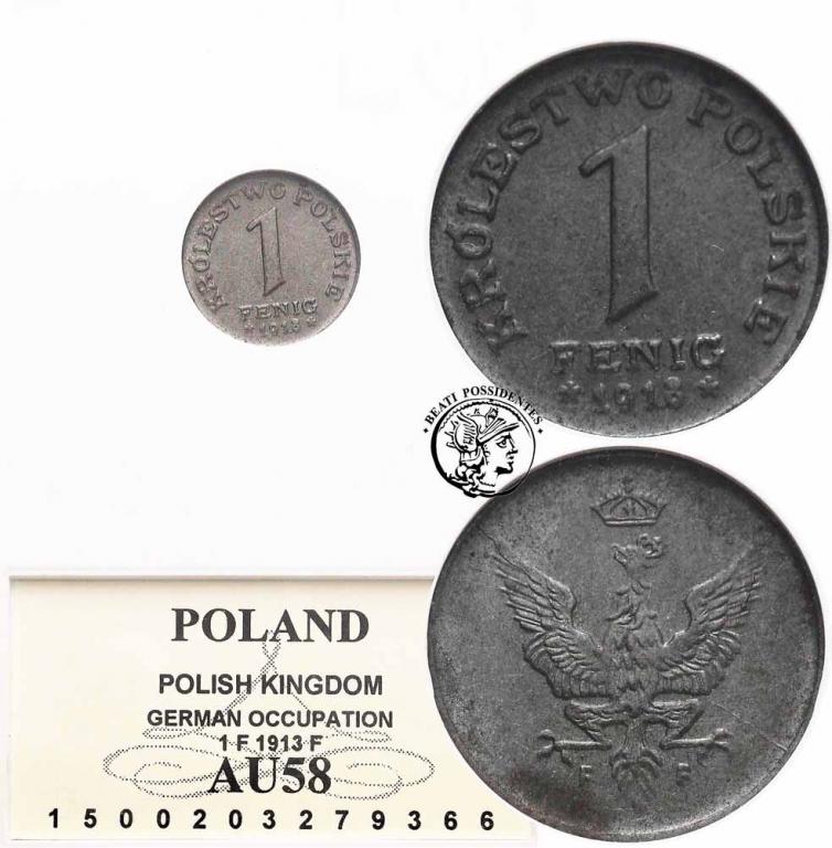 Królestwo Polskie 1 fenig 1918 GCN AU58