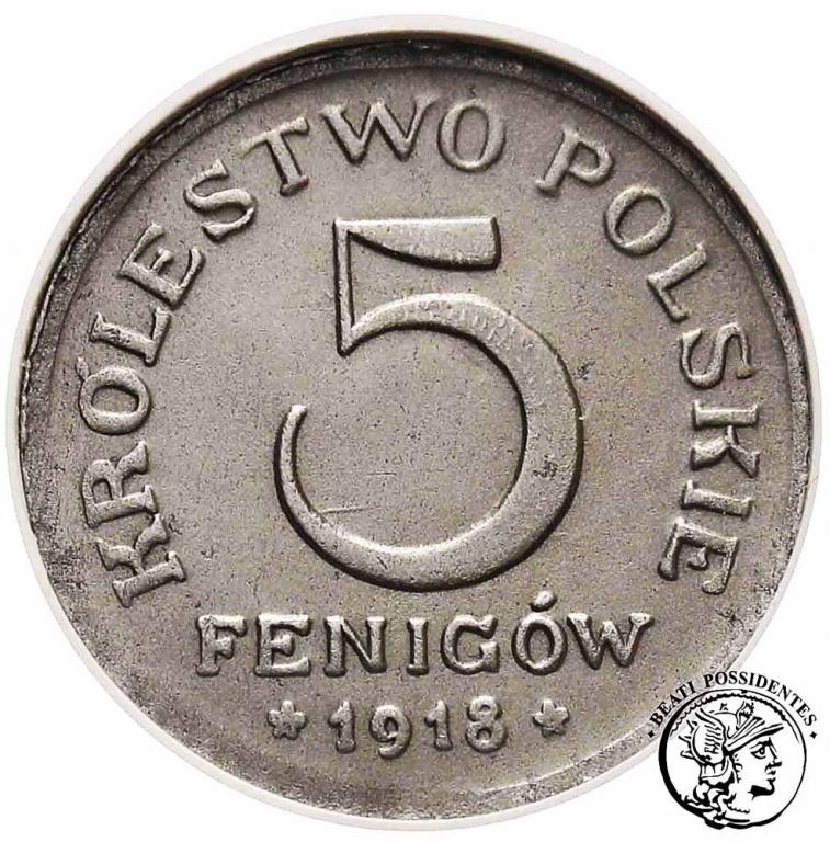 Królestwo Polskie 5 fenigów 1918 GCN MS63
