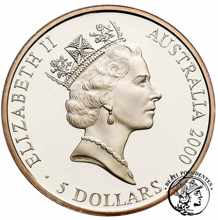 Australia Elżbieta II 5 dolarów Sydney 2000 stL-/L
