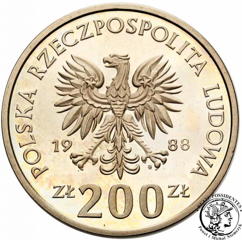 PRÓBA CuNi 200 złotych 1988 Włochy piłka st.L-