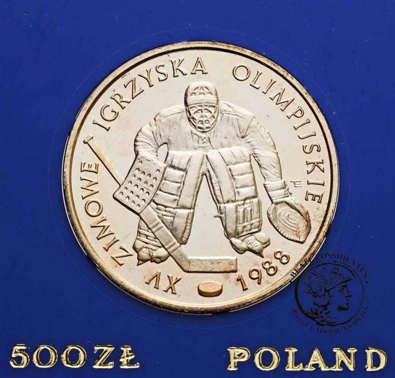 Polska PRL 500 złotych 1987 Calgary hokej st. L