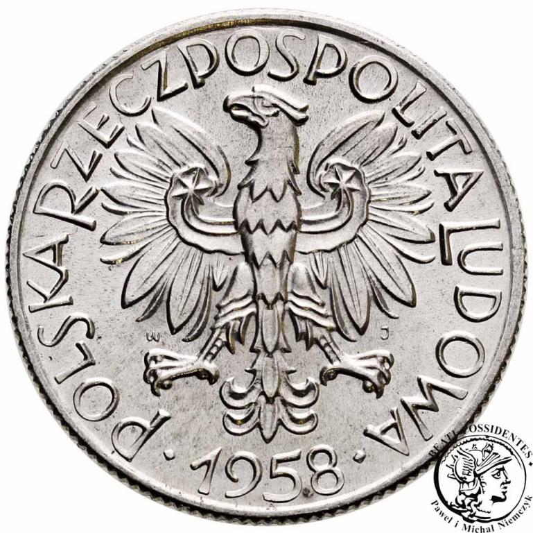 Polska PRL 5 złotych 1958 Rybak st.1