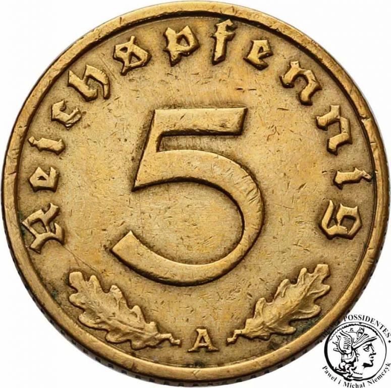 Niemcy III Rzesza 5 Pfennig 1936 A st.3-