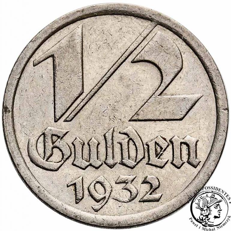 Polska Wolne Miasto Gdańsk 1/2 Guldena 1932 st.3