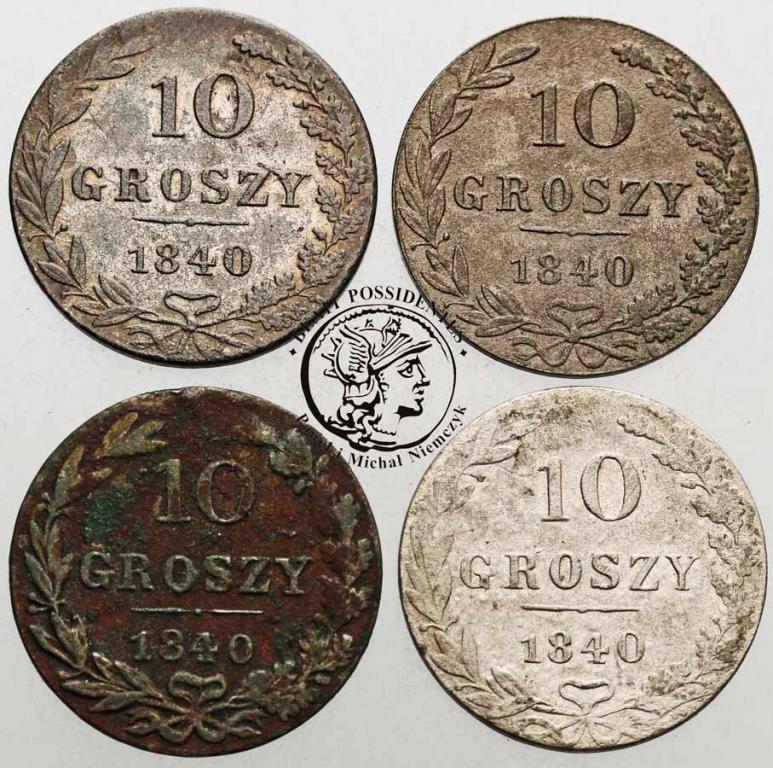 Polska 10 groszy 1840 lot 4 szt. st.3