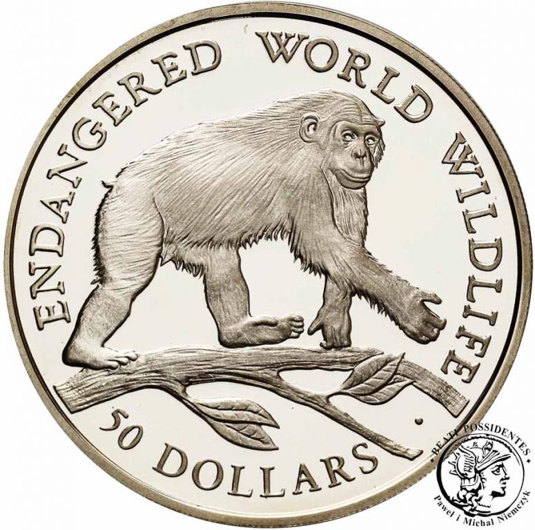 Cook Islands 50 dolarów 1990 małpa st. L/L-