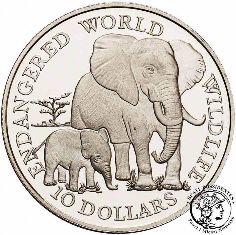 Cook Islands 10 dolarów 1990 słonie st. L-