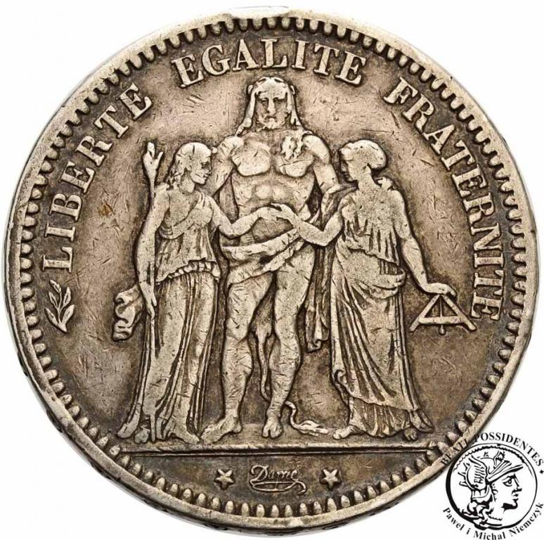 Francja 5 franków 1873 A - Paris st.3+