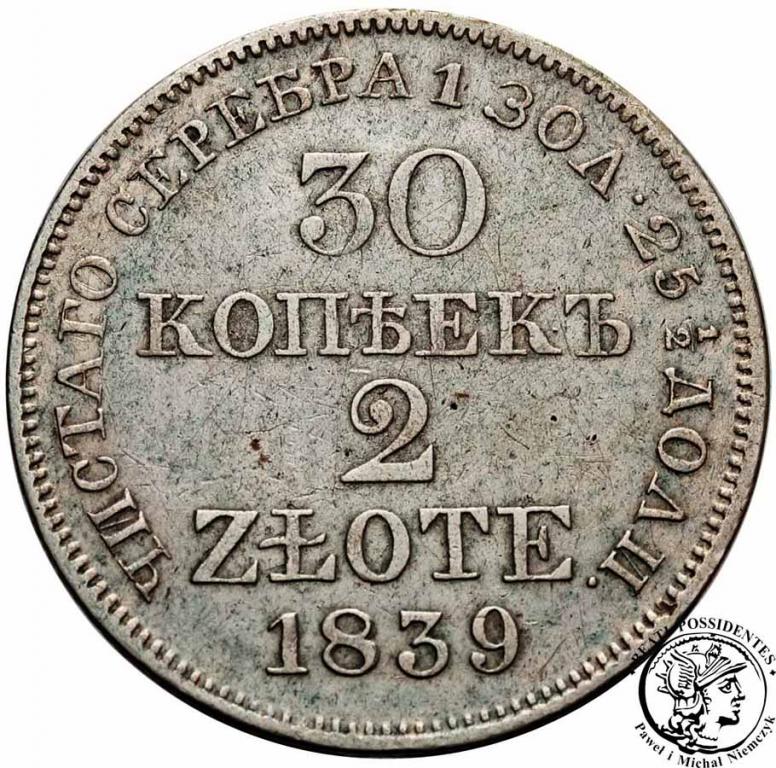 30 kopiejek = 2 złote 1839 MW Mikołaj I st.3+