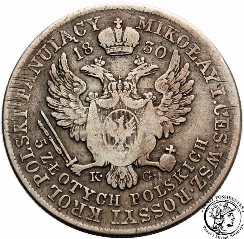Polska 5 złotych 1830 KG Mikołaj I st.3