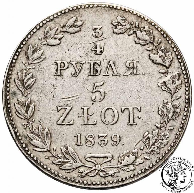 3/4 rubla = 5 złotych 1839 MW Mikołaj I st.3-