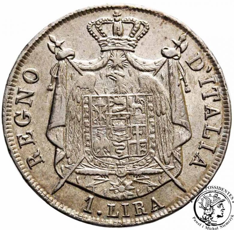 Włochy Napoleon I 1 lira 1808 M = Milan st.3+