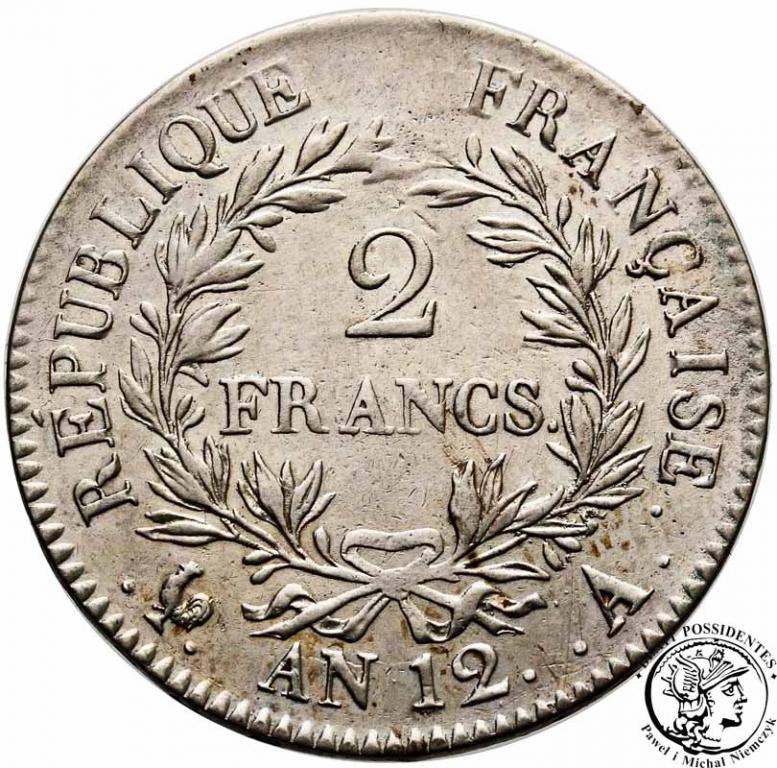 Francja 2 franki AN 12 A Napoleon I st.2-