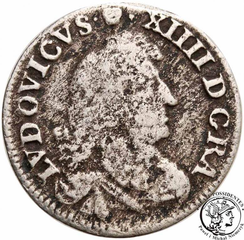 Francja Ludwik XIV 4 sols 1647 D-Lyon st. 3