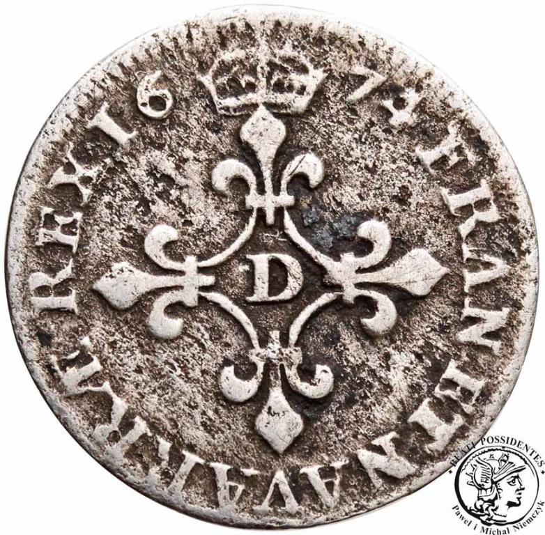 Francja Ludwik XIV 4 sols 1647 D-Lyon st. 3
