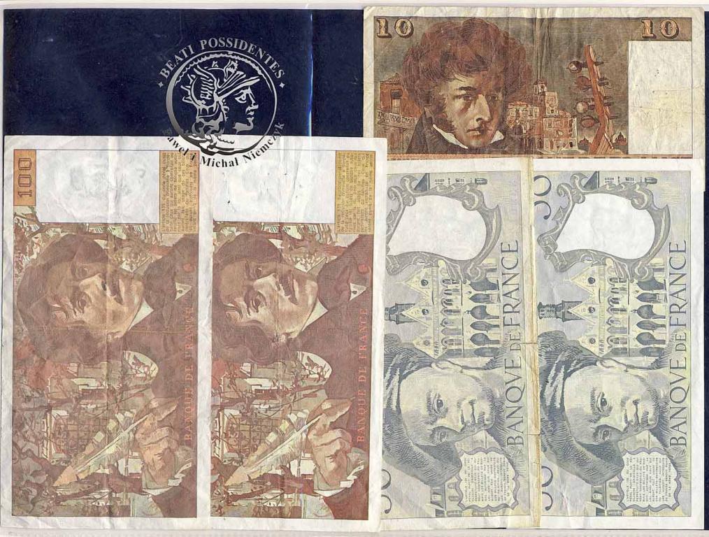 Francja banknoty 1978-1993 lot 5 sztuk st.3/5